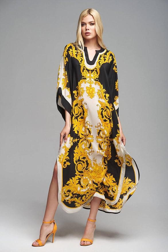 Venasha Womens Caftan Floral Print Kaftan Dress Short Sleeve Swimsuit Cover up Loungewear for Summer