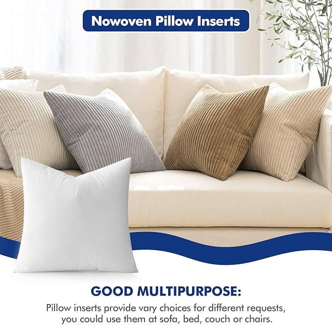 MIULEE Pillow Insert 28x28 Inch Decorative Square Throw Pillow Inserts | Premium Fluffy Pillow Forms Sham Stuffer for Sofa Couch Living Room