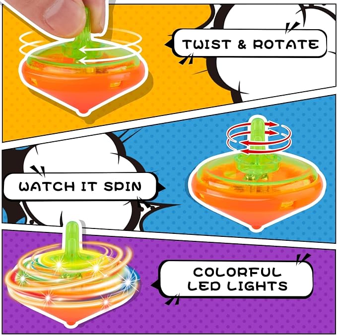 200 Pcs Light Up Spinning Tops for Kid 4 Color, Bulk LED Flashing Spinning Top Toys for Birthday Party Favor, Return Gift, Classroom Prize, and Fun Fidget Toy, Glow Goodie Bags Stuffer for Girl boy