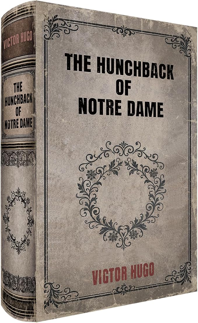 Vintage Faux Leather Decorative Book Box – Wooden Secret Storage Box with Magnetic Closure, Hidden Organizer for Bookshelf, Desk, or Office Decor (The Hunchback of Notre Dame)