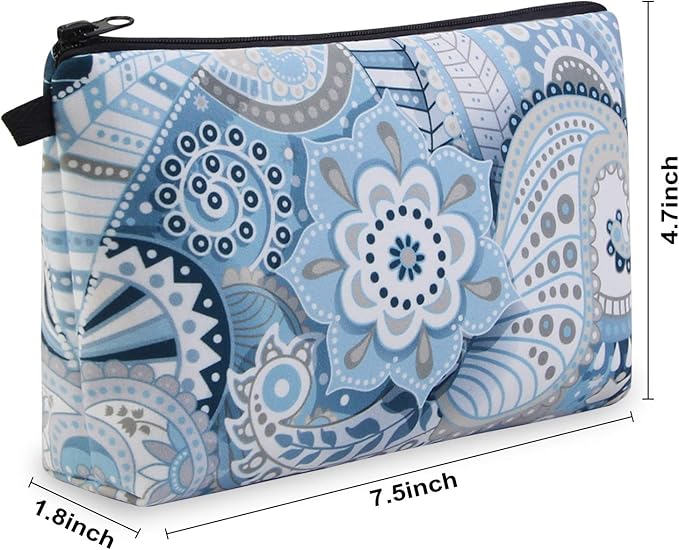 MAGEFY Makeup Bag 6 Styles Portable Travel Cosmetic Bag for Women Flower Patterns Zipper Pouch Sloth Gifts Makeup Pouch with Black Zipper (6 packs)