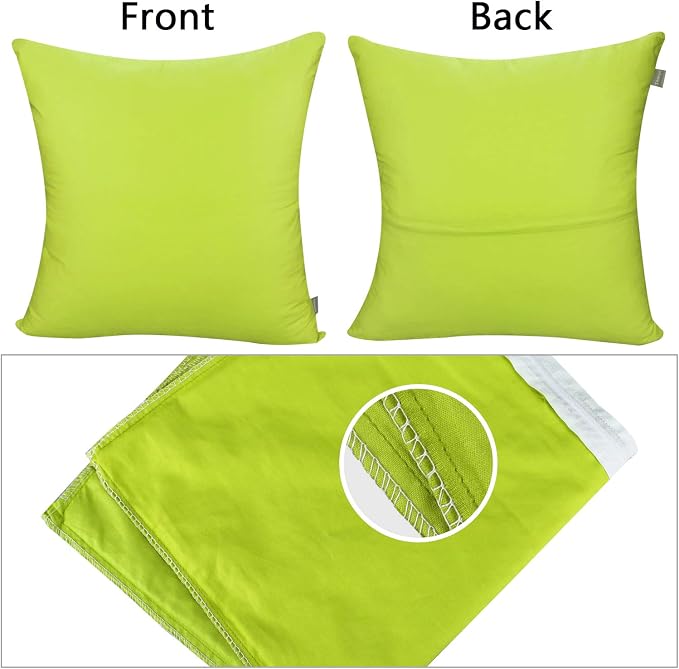 Thmyo 4-Pack 100% Cotton Comfortable Solid Decorative Throw Pillow Case, Square Cushion Cover Pillowcase Sublimation Blank Pillow Covers DIY Throw Pillowcase for Sofa(18x18inch/45x45cm,Light Green)