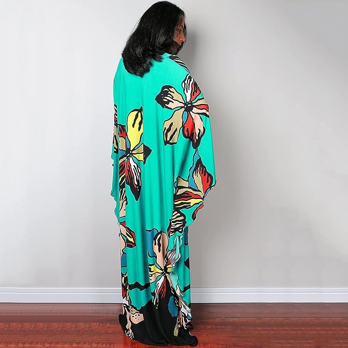 Venasha Womens Caftan Floral Print Kaftan Dress Short Sleeve Swimsuit Cover up Loungewear for Summer