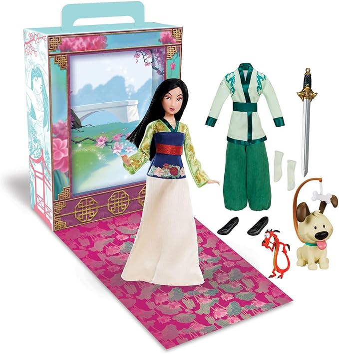 Disney Store Girl's Mulan Story Doll, Mulan, 11 Inches, Fully Posable Toy in Glittering Outfit - Suitable for Ages 3+ Toy Figure, Gifts, New for 2023?