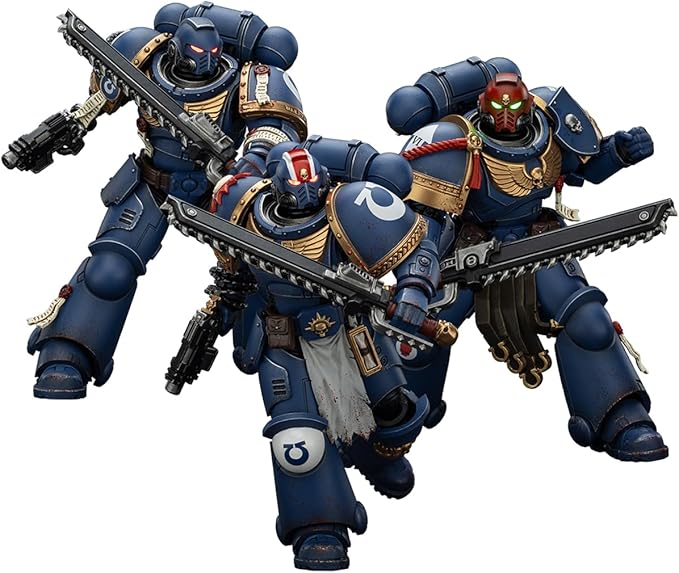 JOYTOY 1/18 Action Figure Warhammer 40,000 Ultramarines Brother Chairon-Sergeant Gadriel-Lieutenant Titus-Collectors Edition 3PCS Collection Model Birthday Gifts
