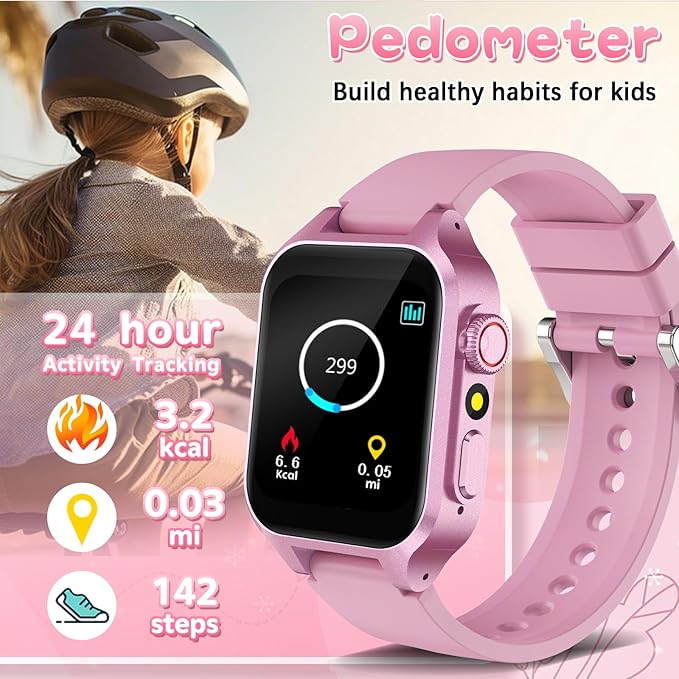 Smart Game Watch for Kids with 32 Games, Telescopic Camera, Pedometer, Alarm, Video, Music, Auidobook, Learn Card, Parental Control, Kids Wrist Watch for Ages 4-12 Girls Boys Chrismars Birthday Gifts