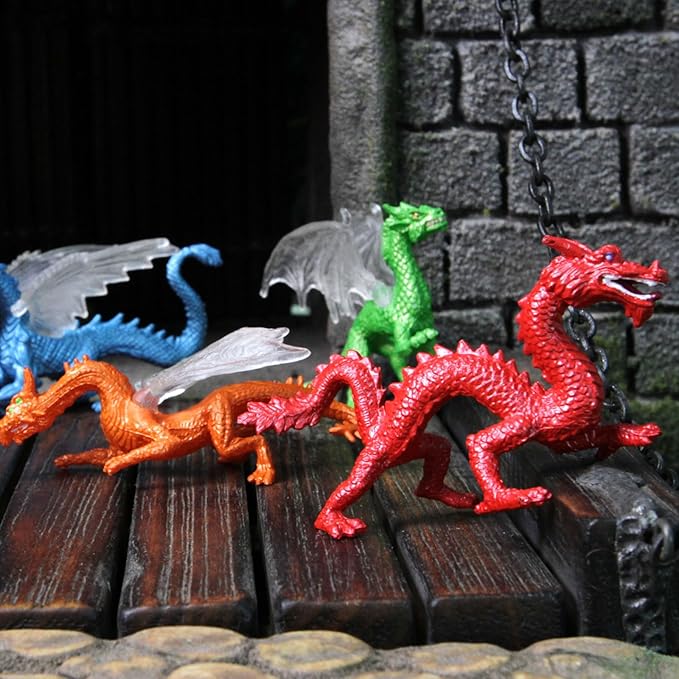 Safari Ltd Dragons Designer TOOB - 6 Mini Figurines Including Forest, Ice, Midnight Moon, Mountain, Cloud and Chinese Horned Dragon - Toy Figures for Boys, Girls & Kids Ages 3+