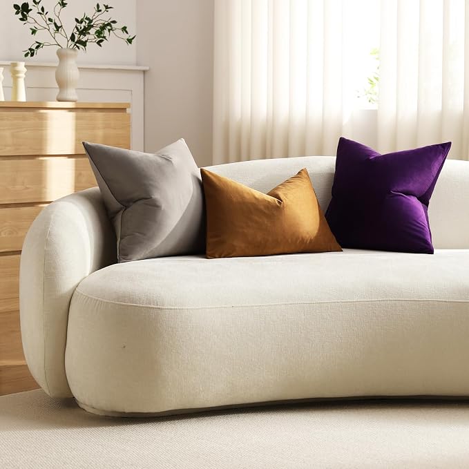 Throw Pillow Covers 20x20 Light-Grey: Pack of 2 Cozy Soft Velvet Square Modern Luxury Decorative Throw Pillow Cases for Sofa Couch Living Room Bed Home Decor