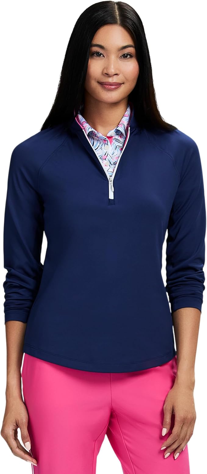 Izod Women's 1/4 Zip Pullover Performance Stretch Long Sleeve Golf Running
