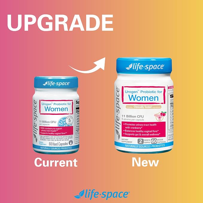 Life-Space Urogen Probiotics for Women, Probiotics+Cranberry, 2 Month Serving, Women's Probiotic for PH Balance, Urinary Tract, Digestive & Immune Health, Lactobacillus reuteri, Non-GMO, 60 Ct