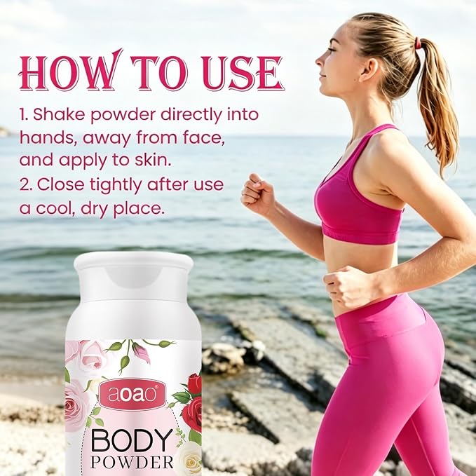 AOAO Women's Body Powder, Talc-Free Cashmere Dusting Powder for Women, Anti-Sweat & Chafing for Underarms & Skin Folds, Soothe with Aloe, Protect Zinc Oxide, Ladies Body Powder Daily Care, 3.53oz