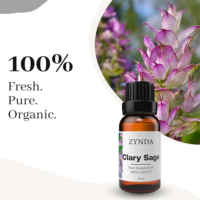 Clary Sage Essential Oil – 100% Pure & Organic | Calming Clary Sage Oil for Skin, Hair & Diffuser | Relaxing Aromatherapy Blend | Lab-Tested Essential Oils – Made in USA, 10mL