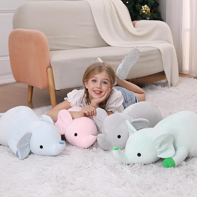 4.2lbs 24in Elephant Weighted Stuffed Animals, Weighted Plush, Gifts for Kids, Adults, Girls and Boys(Green)