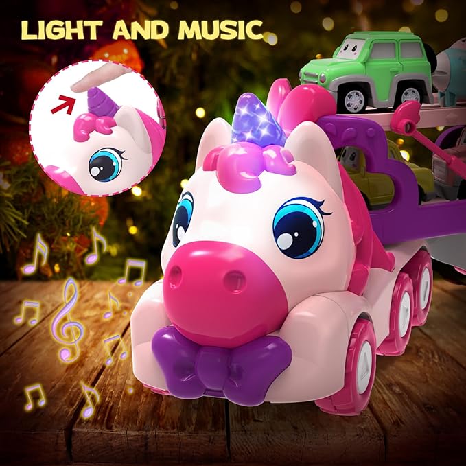 Toys for 3 4 5 6 7 Year Old Toddler Girl,Carrier Truck Princess Cars for Girls,Light & Sound,3 4 5 6 Year Old Girl Birthday Gifts