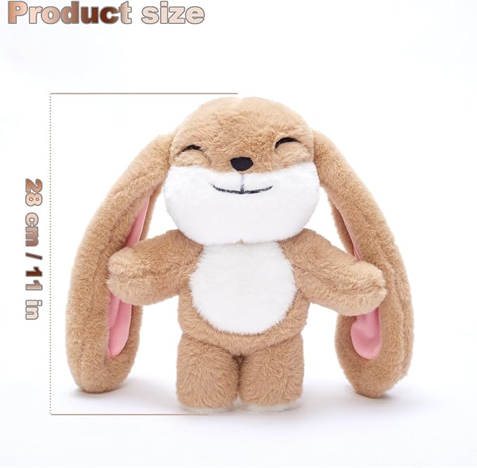Bunny Plush Toy Stuffed Animal Funny Rotating Head Rabbit Plush Pillows Toy Cute Sensory Soft Stuffed Animals Doll That Show Your Mood Stuffed Bunny For Easter Christmas Birthday Gift，11in(Khaki)