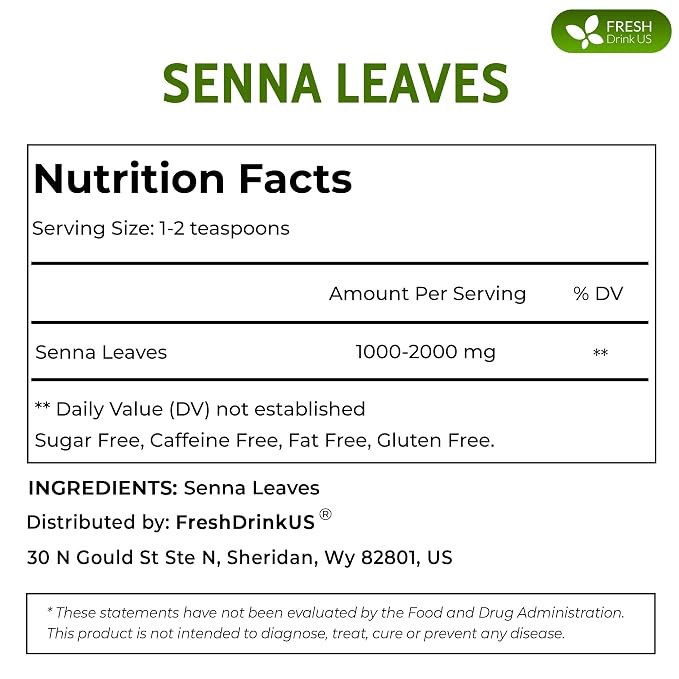 FreshDrinkUS, Permium 10oz Senna Leaves, 100% Natural & Pure from Senna Leaves, Senna Leaf Tea, Senna Loose Leaf Herbal Tea, No Additives, No Caffeine, Vegan