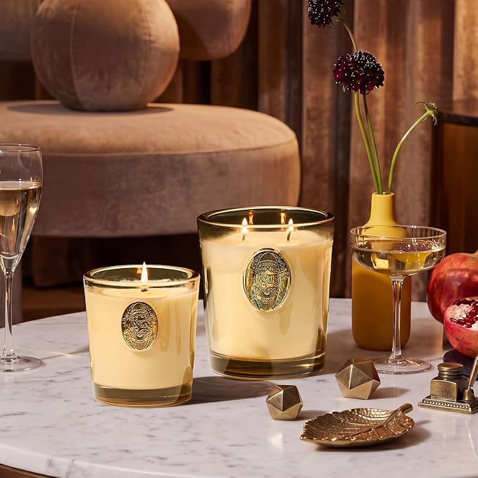 M&SENSE Large Two-Wick Soy Candle | Banana Leaf & Gold | 19.8 oz, 120H Burn Time | Luxury Scented Candle for Relaxation, Gifting, Home Décor | Ideal for Bedroom, Office, Party Ambiance