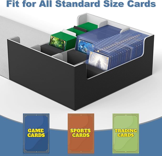 Mlikero Card Deck Case for Trading Cards 1800+, Trading Card Storage Box Fits Toploader and Magnetic Card Holder, Leather Magnetic Closure Deck Box Fit for MTG, TCG