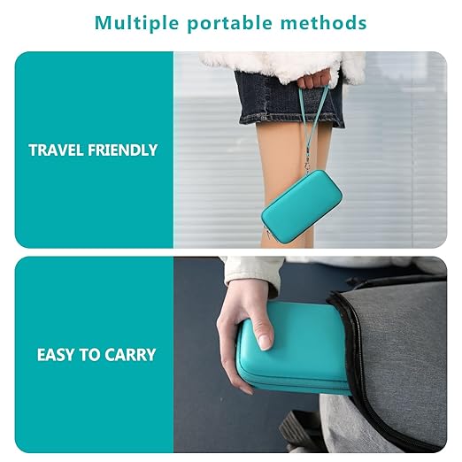 Supmay Carrying Case Compatible with WELLST·G/ for GuaiyeyeAP Handheld Game for Kids -Preloaded 220 Retro Video Games, Portable Gaming Player Storage Holder Travel Bag with Mesh Pocket, Green