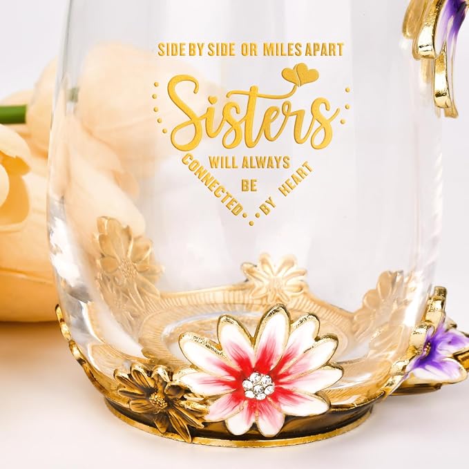 OEAGO Sisters Gifts from Sister for Women Elegant Tea Cup Unique Christmas Birthday Gifts for Sister, Little,Big,in Law