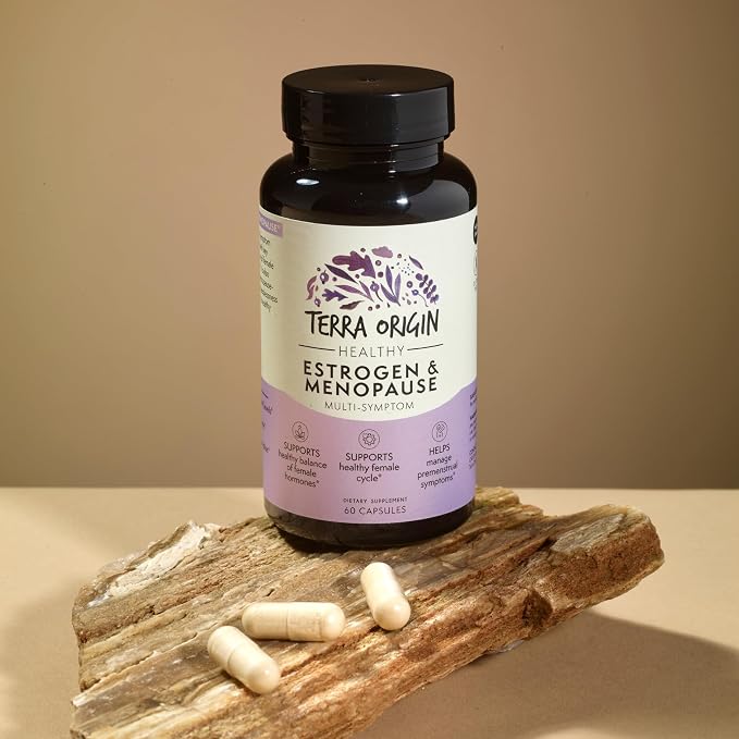 TERRA ORIGIN Multi-Symptom Menopause Supplements for Women | Menopause Support for Night Sweats, Hot Flashes & Mood Swings | DIM, Black Cohosh, Dong Quai, Chaste Tree Berry | 60 Capsules