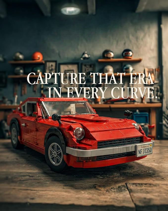 Nifeliz Z240 Sports Car Building Model Set, 1:14 Scale Classic Vehicle Model Set for Adults and Car Lovers, Collectible Gift for Home or Office Décor (1,694 PCS, NF10350)