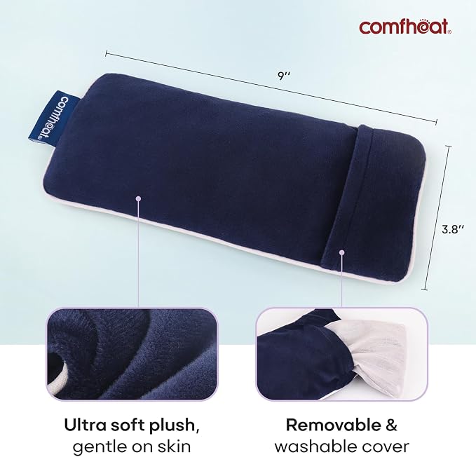 Lavender Weighted Eye Pillow - Soft Plush Removable Cover, Moist Heat & Cold Therapy, Natural Aromatherapy Eye Compress Pillow for Relaxation, Yoga, Meditation, and Sleep, Navy Blue