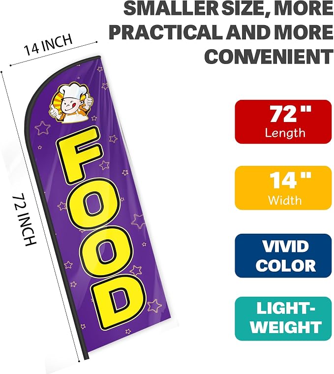 Food Feather Flag for Storefronts Fairs,6 FT (Flagpole Not Included) | Business Advertising Flag