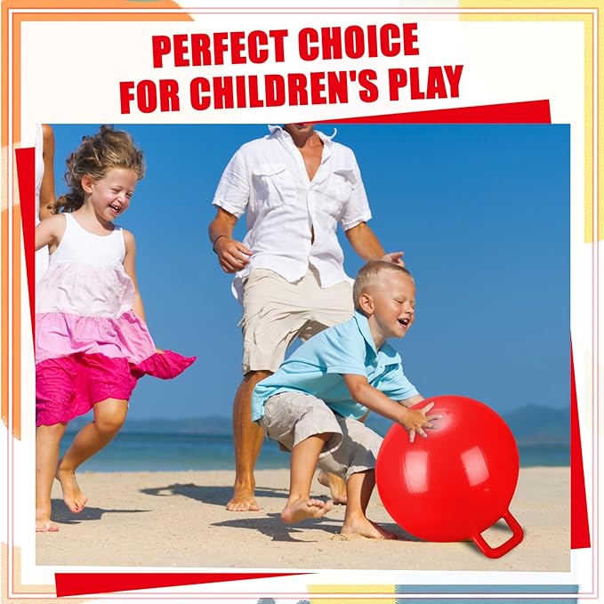 Kids Bouncy Hopper Ball with Handle Jumping Hopping Exercise Balls for Toddlers Boys Girls Indoor Outdoors Sports School Games Exercise Gifts(22 Inch,Red)
