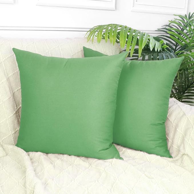 Thmyo 4-Pack 100% Cotton Comfortable Solid Decorative Throw Pillow Case, Square Cushion Cover Pillowcase Sublimation Blank Pillow Covers DIY Throw Pillowcase(16x16 inch/ 40x40cm,Sage Green)