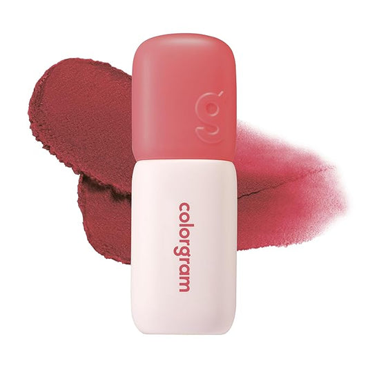 COLORGRAM NUDE BLUR TINT 05 VINTAGE RED | K-Beauty Makeup, Soft-Focus Matte Lip Stain, 2-in-1 Lip & Cheek