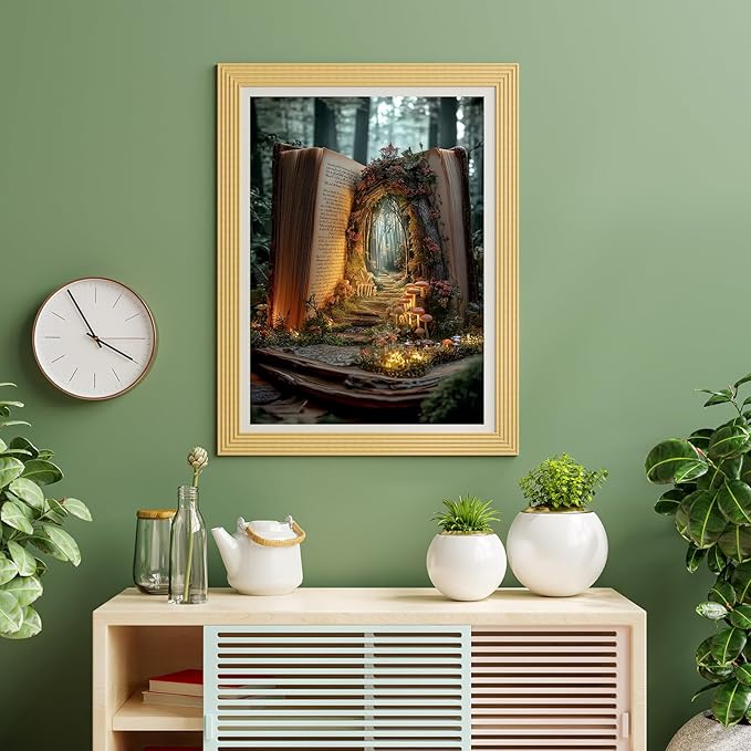 Puzzles for Adults 500 Pieces, Green Book Jigsaw Puzzles - Forest Gateway, Impossible Book Tree Puzzle for Seniors Families, 20.47x14.96 Inches, 1:1 Poster, Letter On The Back
