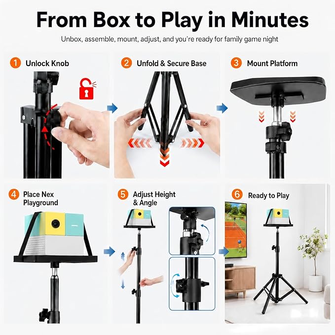 Interactive Projector for Kids Stand Compatible with Nex Playground, Heavy-Duty Metal Stand and Tray, Scratch-Resistant Matte Finish, Includes Silicone Controller Case