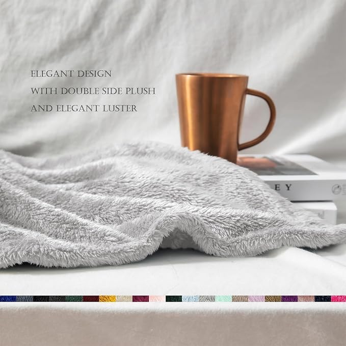Exclusivo Mezcla Fuzzy Plush Fleece Bed Blanket Twin XL Size, Light Grey | 90x66 Inches, Super Soft and Cozy Bed Blanket, Fluffy Blanket for Bed, College Dorm Room Essentials, All Season
