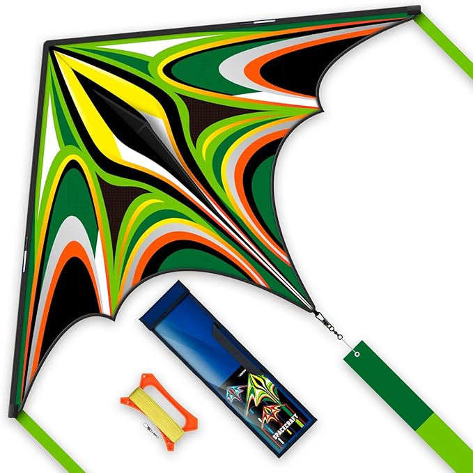 Kite, Large Delta Kites for Kids and Adults, Easy to Fly Rainbow Kites, Durable Multifunctional Beach Kite, Tangle-Free Flight Line, Durable