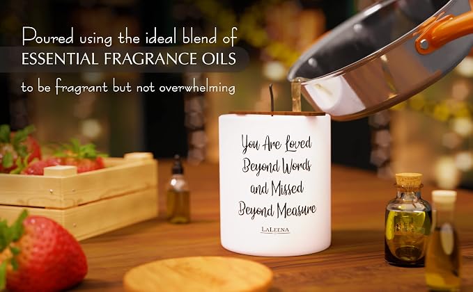 Scented Soy Memorial Candle – Glass Jar Candle Gift with 100% Organic Soy Wax & Fragrance Oil – Missing Someone Gift Decor for Women, Men, Couples, Meditation, Yoga by LaLeena, Large 14 Oz, Jasmine