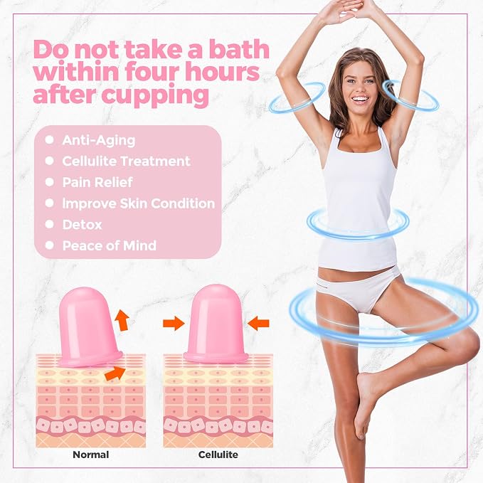 TrelaCo 12 Pcs 2 Size Cupping Therapy Set Silicone Anti Cellulite Cupping Kit for Massage Therapy Set Vacuum Suction Cup for Arthritis Relief, Pain Reduction Adults Home Use (Pink)