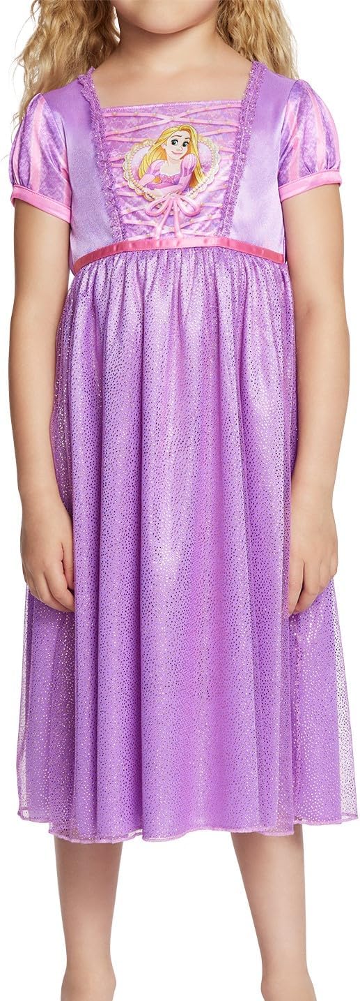 Disney Girls' Princess Dress Nightgown, Fantasy Gown, Soft & Cute Pajamas for Kids