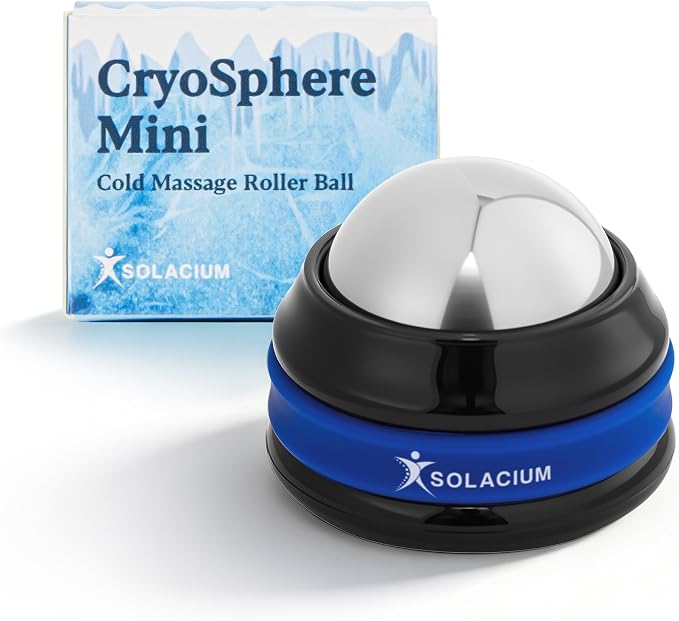 Solacium CryoSphere Mini - Stainless Steel Cold Massage Roller Ball - Handheld Massage Tool for Sore Muscles, Shoulders, Arms, Neck, Back, and Feet