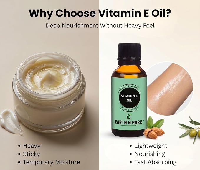Earth N Pure Vitamin E Oil Therapeutic Grade for Skin, Hair and Nails with Glass Dropper 30 ml
