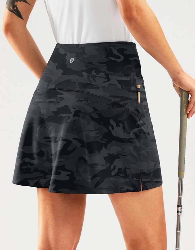 16" Golf Skirt with 2 Zipper Pockets | Tee Holder, Mesh Shorts, High Waisted, Casual, Pickleball, Athletic, Tennis, Skorts for Women