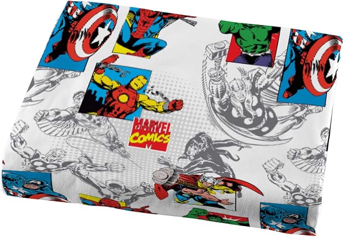 Jay Franco Kids Sheet Set with Fitted, Flat Sheets & Pillow Cover - Ultra-Soft Bedding with Pillowcase for Room Decor, White - Avengers, 4 Piece Full