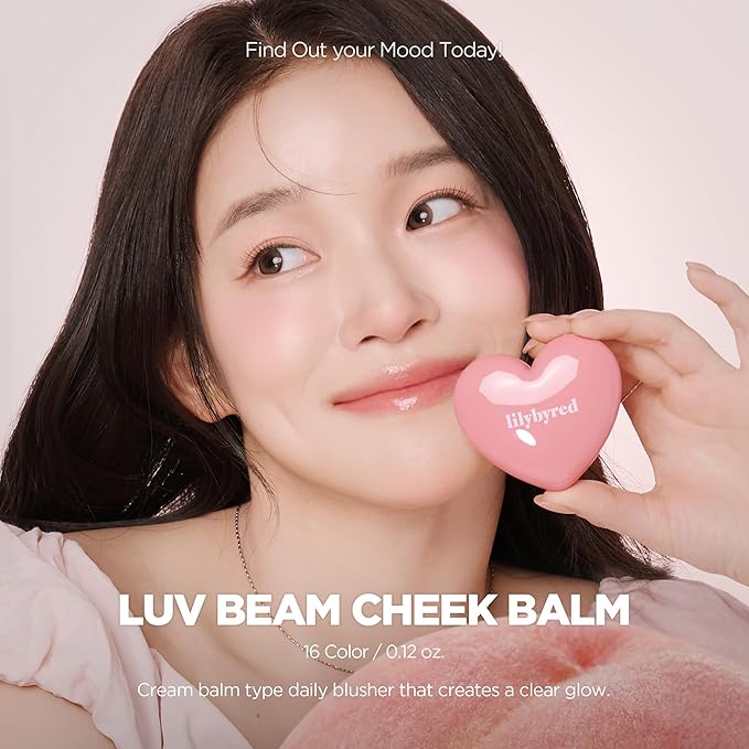 lilybyred Luv Beam Cheek Balm | Heart-Shaped Korean Cream Blush, Semi-Matte Finish, Long-Lasting, Blendable & Buildable, Soft Creamy Texture, Lightweight, Natural Flush, 0.12 oz. (02 Innocent Pink)
