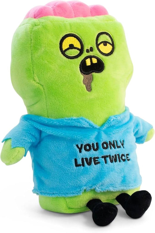 Halloween Plushie - You Only Live Twice Cute Zombie Plush, Spooky Themed Gift, Sassy Toy for Gifting