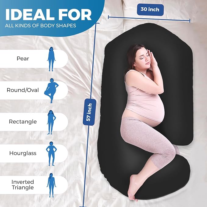 PILLANI Pregnancy Pillows for Sleeping - V C U Shaped Full Body Pillow with Removable Cover, 57inch Cooling Maternity Pillow for Pregnant Women, Support for Back Belly Legs Hip - Pregnancy Must Haves