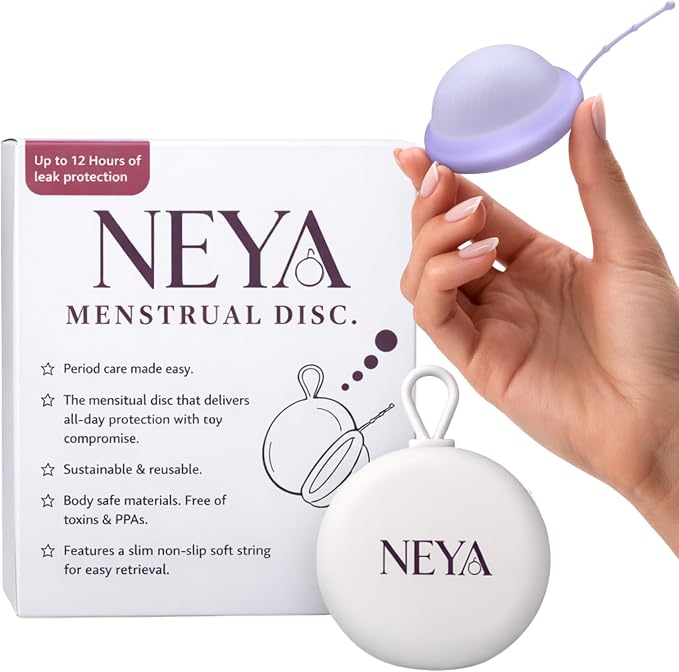 NEYA Reusable Menstrual Disc with Easy-Removal String – Comfortable Period Disc Alternative to Tampons & Cups, Leak-Resistant, Long-Lasting Protection (Small)