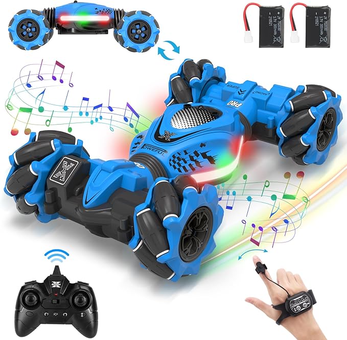 RC Car Gesture Sensing Stunt Car, Toys for Boys Girls 6-12, Best Gifts for Kids Boys 6 7 8 9 10 11 12 Years Old, 2.4GHz 4WD RC Toy Off-Road 360° Rotate All-Round Drift with Lights Music