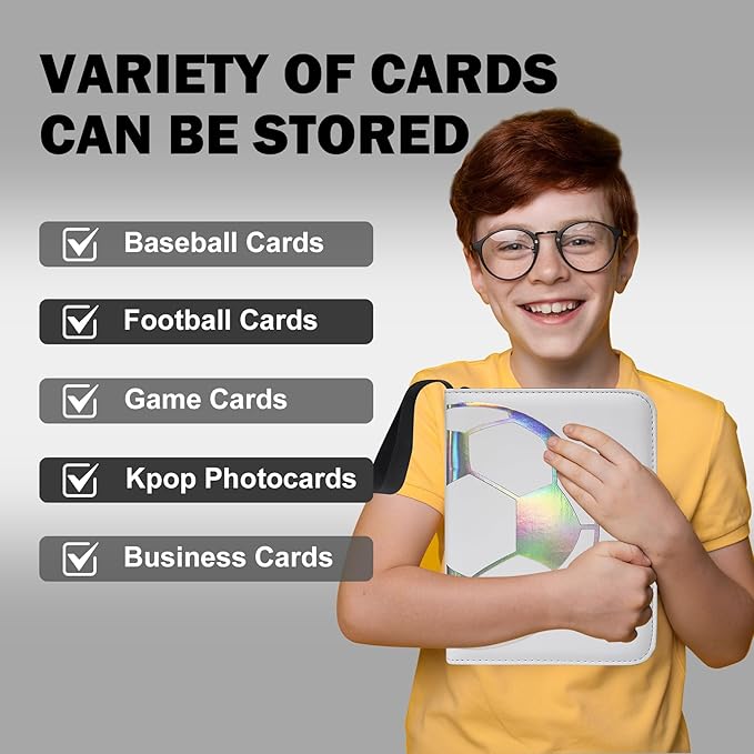 400 Pockets Soccer Card Binder, Portable Waterproof Storage Card Album with Removable Sleeves for Sports Soccer Cards 2025 2026 Collectors