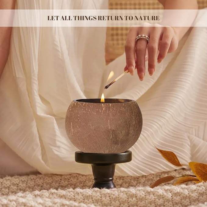 Coconut Shell Scented Candle – 60-Hour Burn | 100% Soy Wax | Clean Burning Rosewood Wick | Natural Aromatherapy Gift for Home & Relaxation (Dewy Moss)