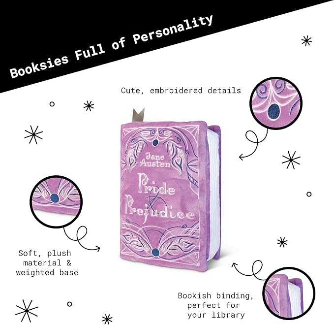 Punchkins Pride and Prejudice Book Plush – Jane Austen Soft Collectible Gift for Book Lovers, Readers, Teachers, Bookworms-Literary Decor for Library, Office, or Study– 11x7/PillowSize
